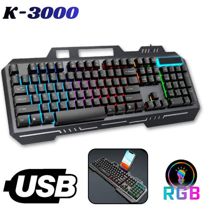 Teclado Gamer K-3000 RGB con Base de Aluminio