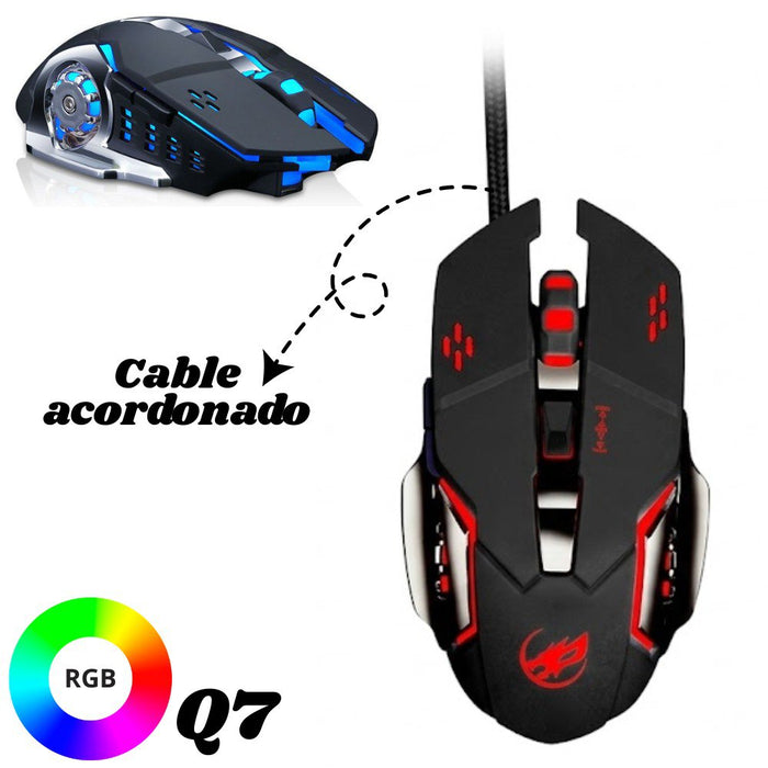 Mouse Gamer Alámbrico Q7 con Iluminación RGB