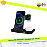 Cargador Inalámbrico 3 en 1 para Celular, Smartwatch y Audífonos