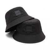Gorro Bucket Hat Negro con Parche de Texto