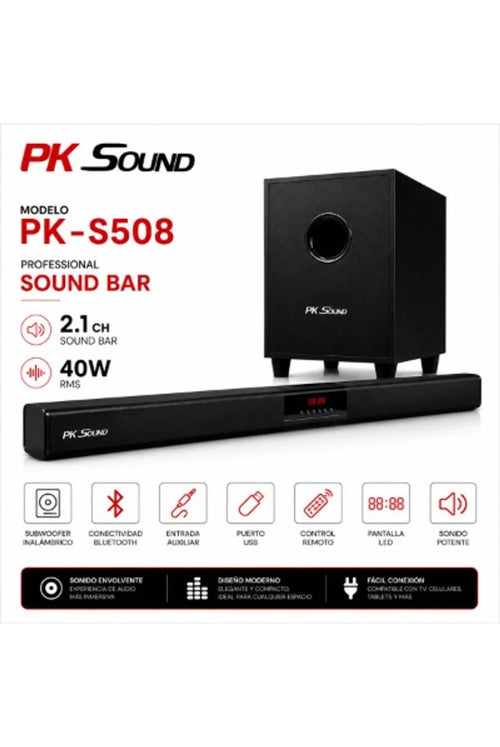 Barra de Sonido PK Sound 2.1 con Subwoofer 40W